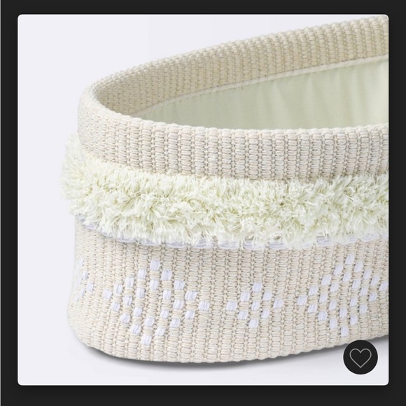 Tufted fabric medium oval storage basket khaki cream Cloud Island NWT - Picture 2 of 5